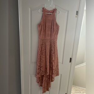 Rose pink lace dress
